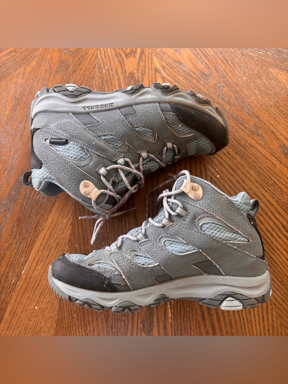 Merrell Kids Waterproof Hiking Boots Gray Leather/Textile US 3.5M MK165704